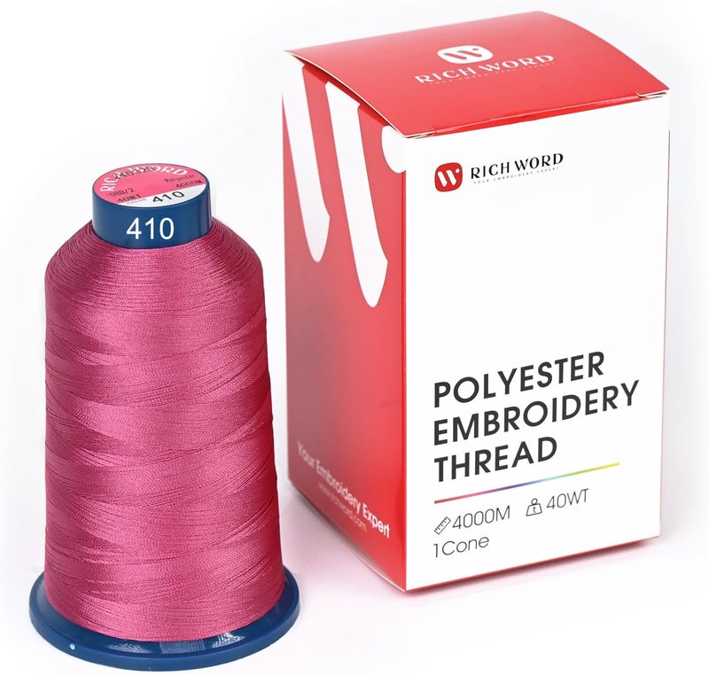 Poolin Richword Selected Pink Embroidery Thread 4000M(4374Y) 40WT Polyester Thread 100 Colors Selected for Commercial Multi Needles and Single Needle Embroidery Machine 0410 - Image 1